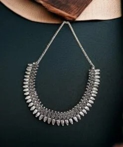 Handcrafted Silver Plated Choker Necklace with Traditional and Modern Design.
