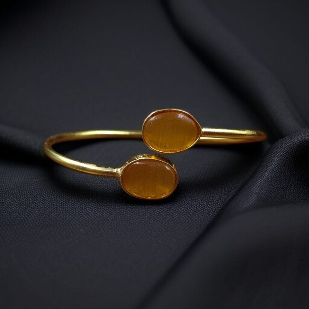 Bulk 880 Traditional Ethnic Gold Plated Bangle with Monalisa Stone – Unique Stylish & Lightweight - "Yellow"