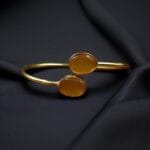 Traditional Ethnic Gold Plated Bangle with Monalisa Stone – Unique Stylish & Lightweight - "Yellow"