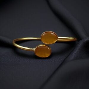 Traditional Ethnic Gold Plated Bangle with Monalisa Stone – Unique Stylish & Lightweight - color: "Yellow"