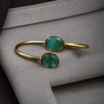 Bulk 12 Traditional Ethnic Gold Plated Bangle with Monalisa Stone – Unique Stylish & Lightweight - "Mint"