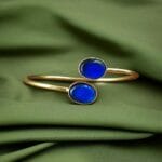 Traditional Ethnic Gold Plated Bangle with Monalisa Stone – Unique Stylish & Lightweight - "Blue"