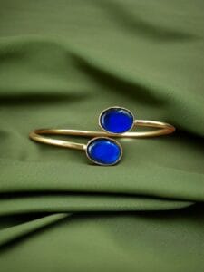 Traditional Ethnic Gold Plated Bangle with Monalisa Stone – Unique Stylish & Lightweight - color: "Blue"