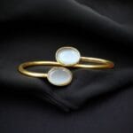 Traditional Ethnic Gold Plated Bangle with Monalisa Stone – Unique Stylish & Lightweight - "Grey"