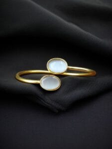 Traditional Ethnic Gold Plated Bangle with Monalisa Stone – Unique Stylish & Lightweight - color: "Grey"