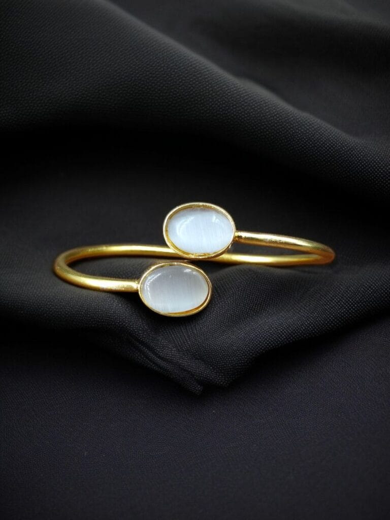Bulk 876 Traditional Ethnic Gold Plated Bangle with Monalisa Stone – Unique Stylish & Lightweight - "Grey"