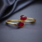 Traditional Ethnic Gold Plated Bangle with Monalisa Stone – Unique Stylish & Lightweight - "Red"