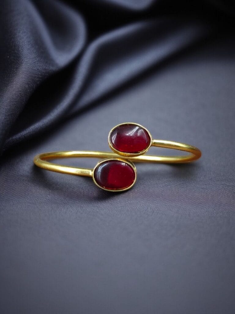 Bulk 874 Traditional Ethnic Gold Plated Bangle with Monalisa Stone – Unique Stylish & Lightweight - "Red"