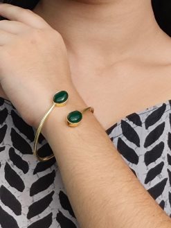 Gold Plated Bangle Monalisa Stone Bangle – Ethnic & Stylish Jewelry
