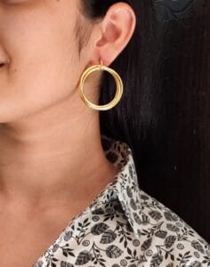 Gold Plated Geometric Stud Earrings | Unique Western Style Partywear Jewellery