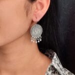 Oxidized Amazing Silver Victoria Coin Earrings – Pearl Drop Hook Jewelry for Women