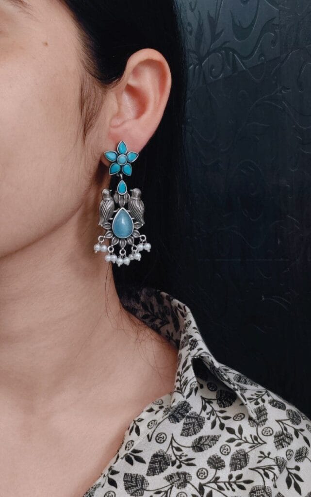 Graceful Monalisa Stone Bird Dangler Earrings – Ethnic & Daily Wear Jewelry
