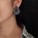 Handcrafted Silver Plated Peacock Stud Earrings with Intricate Beautiful Stone Work