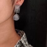 Handcrafted Floral Art Earrings | Amazing Monalisa Stone Dangler Oxidized Jewelry