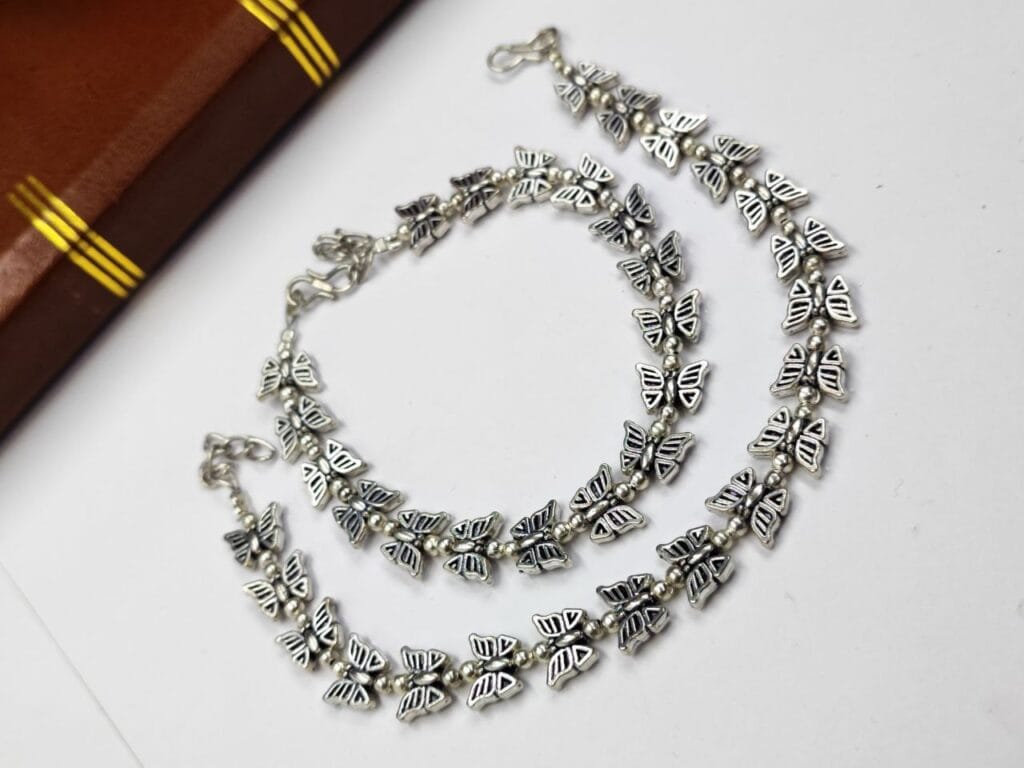 Bulk 786 Bohemian Style Best Butterfly Anklet in Oxidized German Silver
