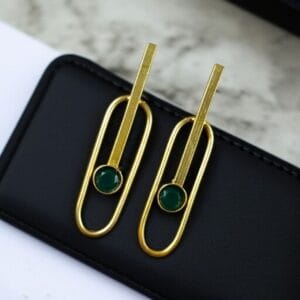 Stylish Western Style Gold Plated Unique Stud Earrings | Casual & Daily Wear Outfit Jewelry - color: "Green"
