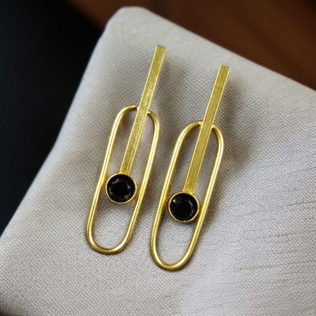 Bulk 760 Stylish Western Style Gold Plated Unique Stud Earrings | Casual & Daily Wear Outfit Jewelry - "Black"