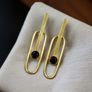 Stylish Western Style Gold Plated Unique Stud Earrings | Casual & Daily Wear Outfit Jewelry - color: "Black"