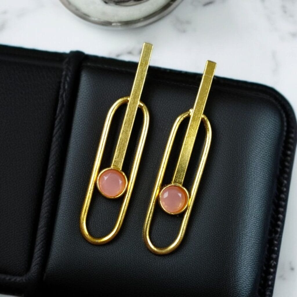 Bulk 764 Stylish Western Style Gold Plated Unique Stud Earrings | Casual & Daily Wear Outfit Jewelry - "Baby Pink"