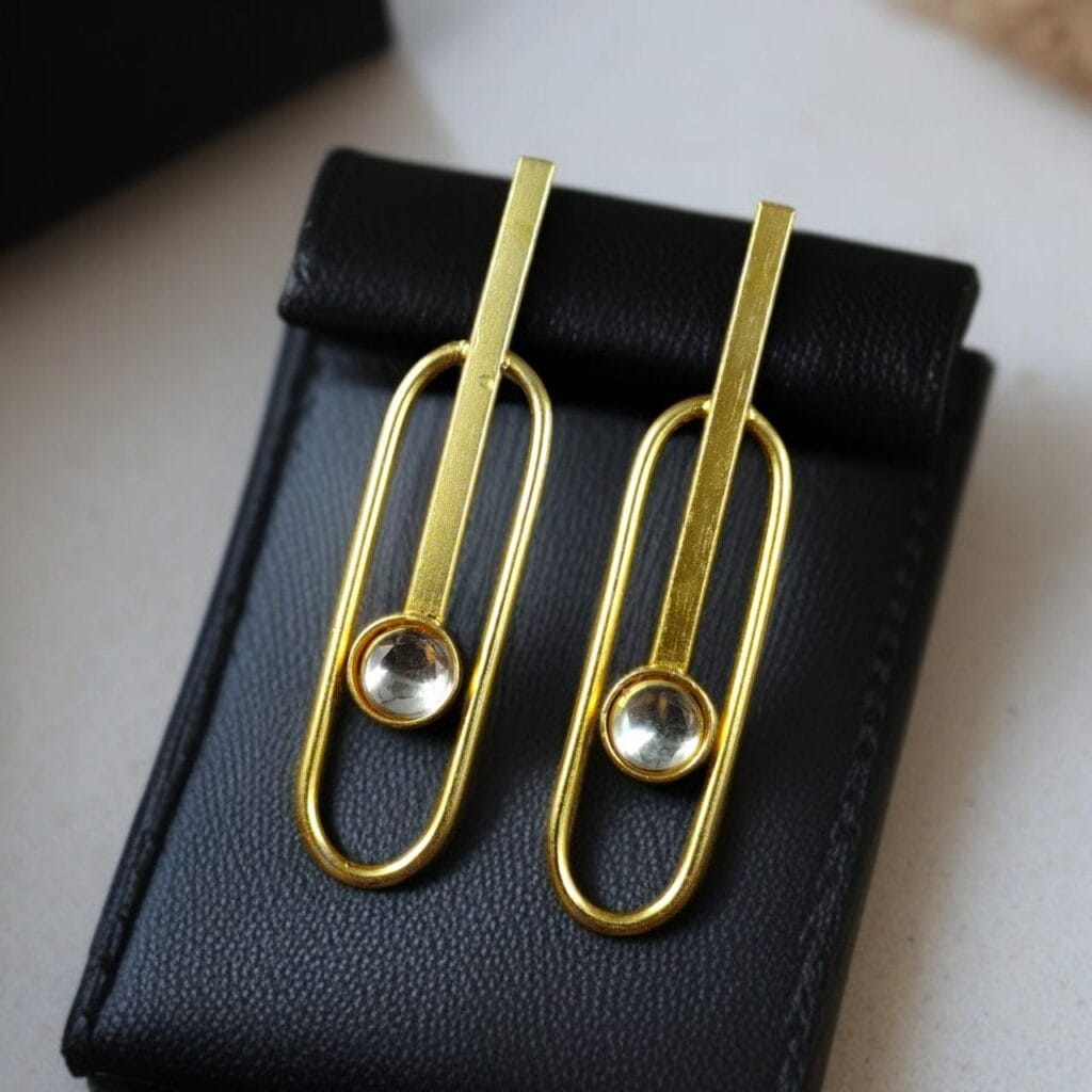 Bulk 756 Stylish Western Style Gold Plated Unique Stud Earrings | Casual & Daily Wear Outfit Jewelry - "White"