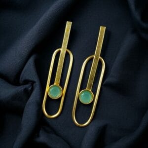 Stylish Western Style Gold Plated Unique Stud Earrings | Casual & Daily Wear Outfit Jewelry - color: "Mint"