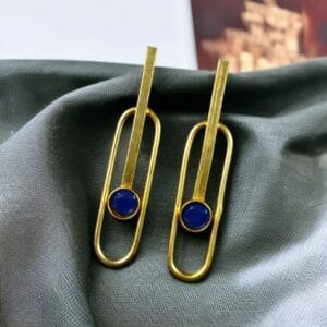 Stylish Western Style Gold Plated Unique Stud Earrings | Casual & Daily Wear Outfit Jewelry - color: "Blue"