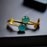 Contemporary Style Gold Plated Bangle Monalisa Stone – Perfect for Office & Casual Outfits - "Aqua"