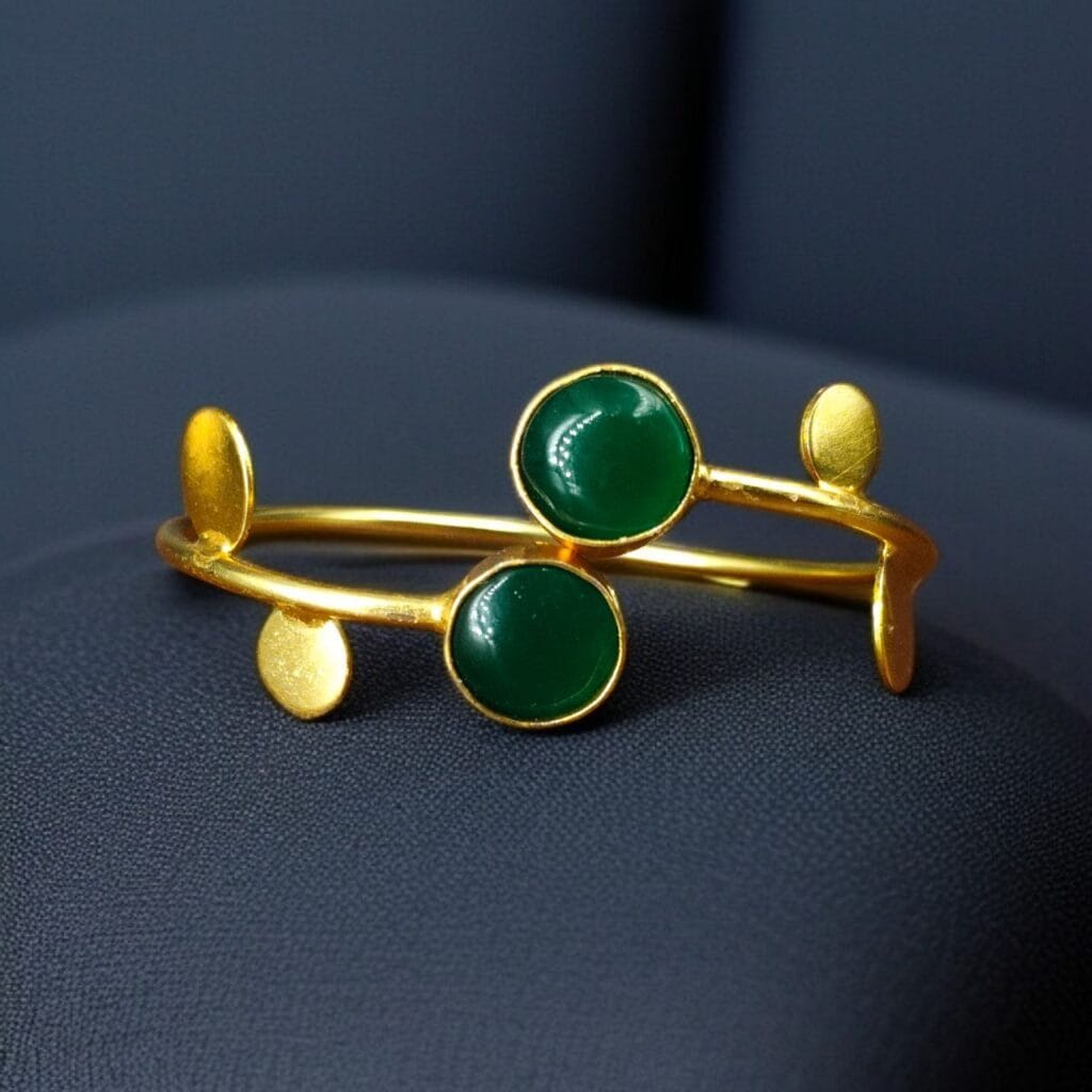 Bulk 742 Contemporary Style Gold Plated Bangle Monalisa Stone – Perfect for Office & Casual Outfits - "Green"