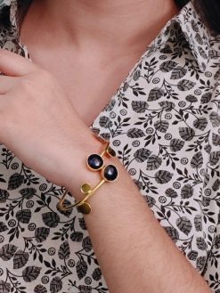 Gold plated Monalisa stone gold plated bangle for daily wear