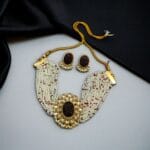 Handcrafted Gold Plated Choker Necklace Set | Premium Quality Jewelry For Wedding Season - "Red"