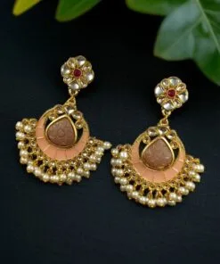 Traditional Kundan Meenakari Chandbali Earrings | Perfect For Wedding Season Jewellery
