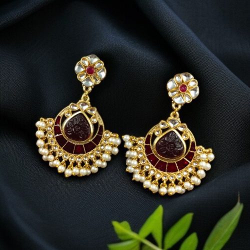 Traditional Kundan Meenakari Chandbali Earrings | Perfect For Wedding Season Jewellery
