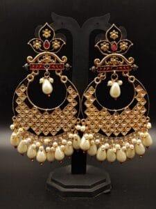 Gold Plated Lotus Chandbali Earrings | Best Wedding Special Jewellery Collection - Color: "Black"