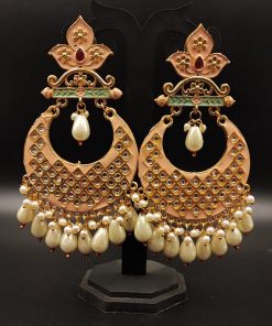Gold Plated Lotus Chandbali Earrings | Best Wedding Special Jewellery Collection