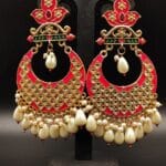 Gold Plated Lotus Chandbali Earrings | Best Wedding Special Jewellery Collection - "Pink"