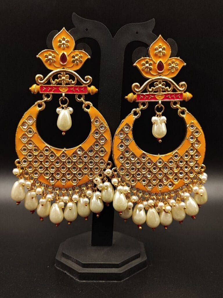 Gold Plated Lotus Chandbali Earrings | Best Wedding Special Jewellery Collection