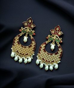 Gold Plated Lotus Chandbali Earrings | Best Wedding Special Jewellery Collection