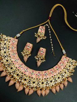 Gold Plated Choker Necklace Set With Maangtika | Perfect Jewelry For Wedding Fastival