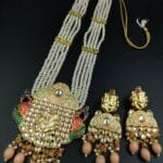 Premium Look Kundan Meena Ganesha Necklace | Gold Plated Wedding Special Jewellery - "Peach"