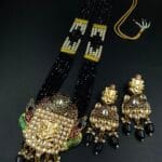 Premium Look Kundan Meena Ganesha Necklace | Gold Plated Wedding Special Jewellery - "Black"