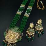 Premium Look Kundan Meena Ganesha Necklace | Gold Plated Wedding Special Jewellery - "Green"