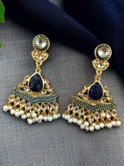 Gold Plated Kundan Meena Earrings | Best Indian Festival's Jewelry For Girls