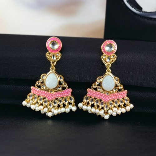 Gold Plated Kundan Meena Earrings | Best Indian Festival's Jewelry For Girls