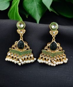 Gold Plated Kundan Meena Earrings | Best Indian Festival's Jewelry For Girls