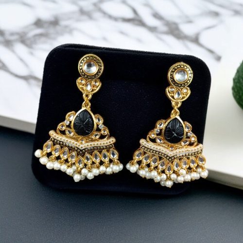 Gold Plated Kundan Meena Earrings | Best Indian Festival's Jewelry For Girls