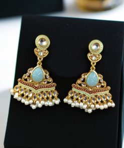 Gold Plated Kundan Meena Earrings | Best Indian Festival's Jewelry For Girls