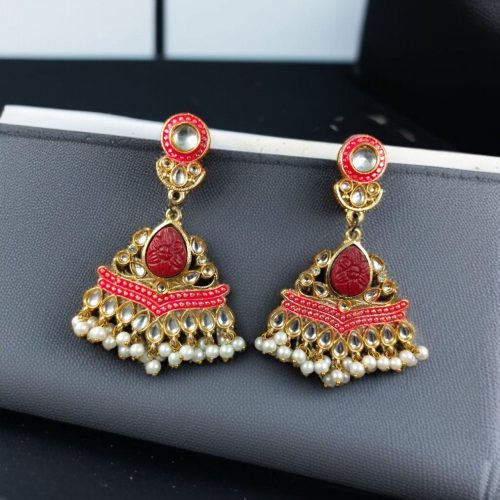 Gold Plated Kundan Meena Earrings | Best Indian Festival's Jewelry For Girls