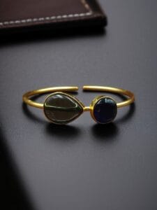 Fashionable Gold Plated Bracelet with Best Monalisa Stone – Casual Wear Jewelry - color: "Blue "