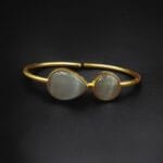 Fashionable Gold Plated Bracelet with Best Monalisa Stone – Casual Wear Jewelry - "Grey"