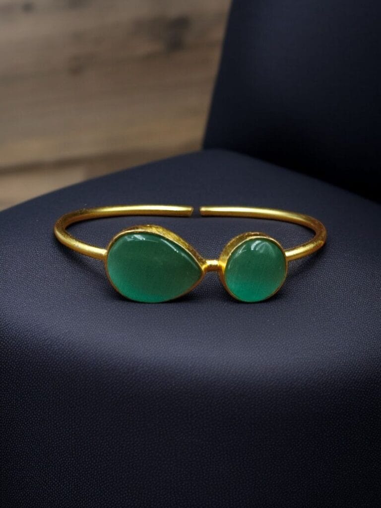 Bulk 632 Fashionable Gold Plated Bracelet with Best Monalisa Stone – Casual Wear Jewelry - "Mint"